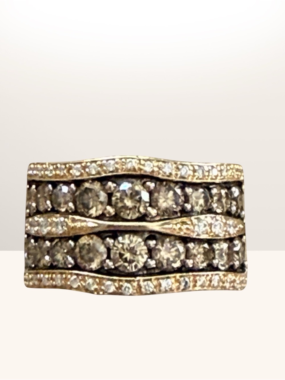 Elegant Wide Multi-Row Levian Designer 14K Chocolate Diamond Ring